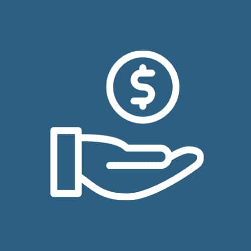 Affordable icon with blue background