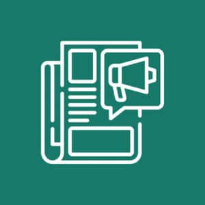 Press release icon with green background